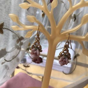 1928 Collection Porcelain Rose and Pearl Earrings
